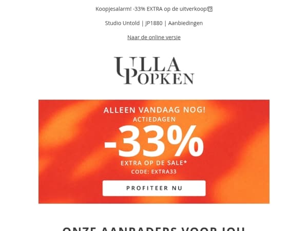 ⏰ Laatste kans: -33% EXTRA op de SALE