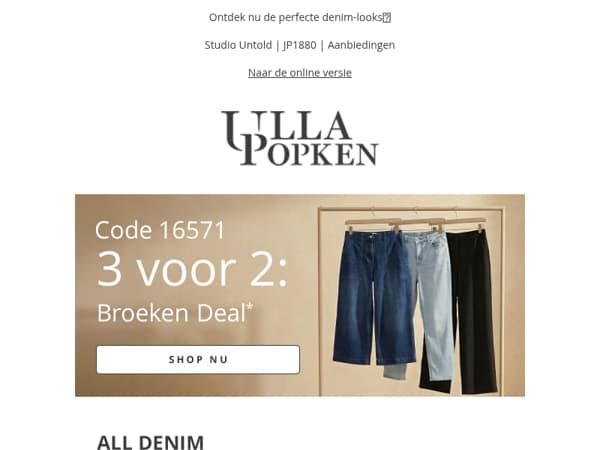 Broeken-Deal: 3 halen, 2 betalen