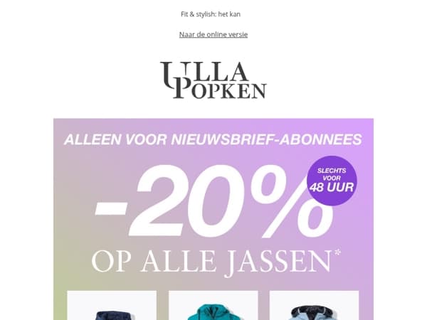 Laatste kans 🎁  20% korting op jassen