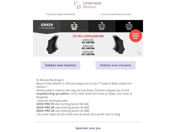 Black Friday Month start hier: sokken in de aanbieding