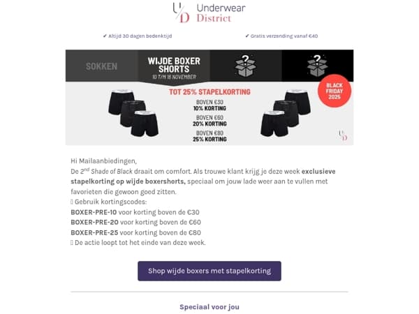 De tweede shade of black: stapelkorting op wijde boxershorts