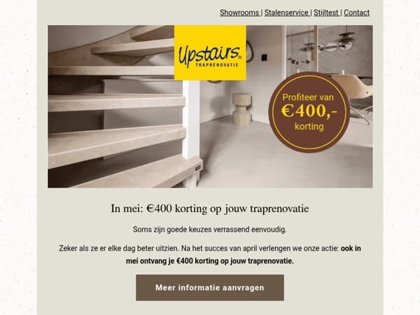 💛 Mei-actie: €400 korting op jouw traprenovatie