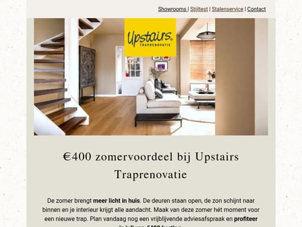 Zomervoordeel bij Upstairs Traprenovatie