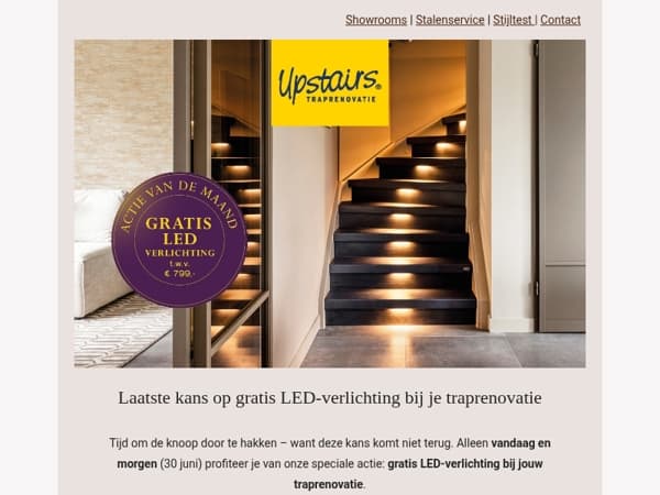 Alleen vandaag en morgen nog: gratis verlichting bij je traprenovatie