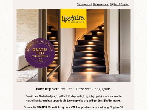 💛 Laatste week: upgrade jouw trap met GRATIS LED-verlichting