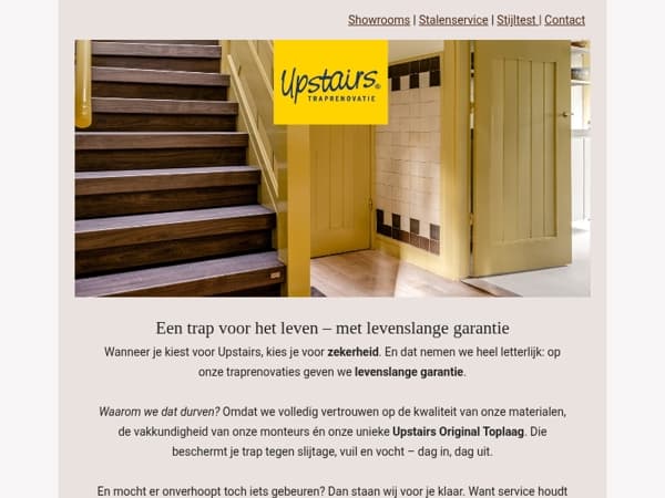 Nooit meer zorgen over je trap? Wij geven levenslange garantie