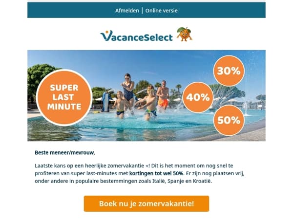 Super lastminute: tot 50% korting!⏰