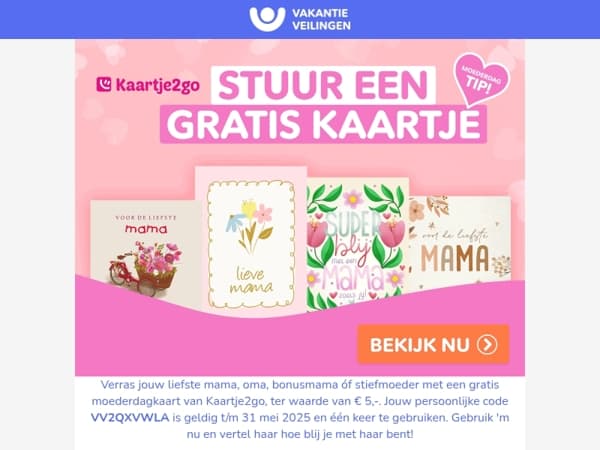 Stuur een gratis kaartje voor Moederdag💌