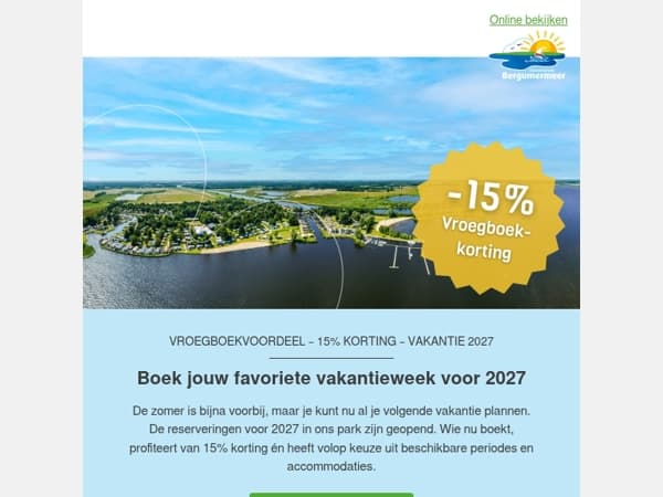 Jouw vakantie in 2027 met 15% korting 😎