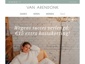 Wegens succes verlengd: €15 extra kassakorting en gratis verzending!