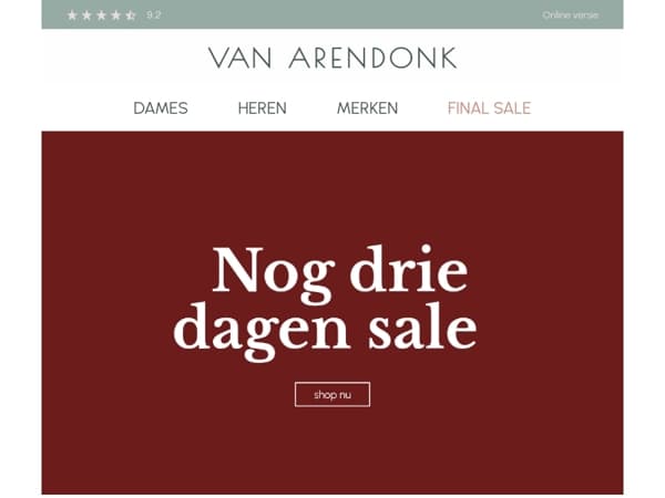 📢 De laatste 3 dagen van de Final Sale zijn ingegaan!