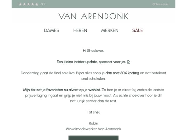 Psst… final sale start donderdag