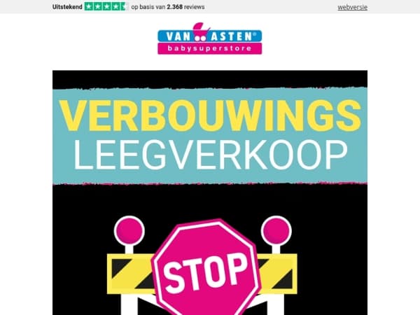 DE VERBOUWINGSLEEGVERKOOP IS BEGONNEN! Tot 75% korting op A-merken! 🤩