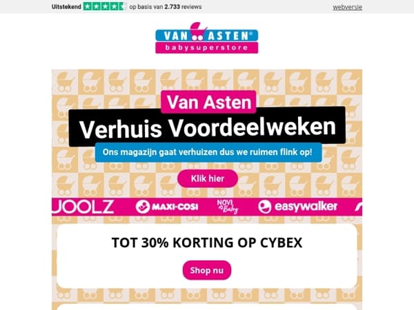 Verhuis Voordeelweken: tot 30% korting op Cybex!