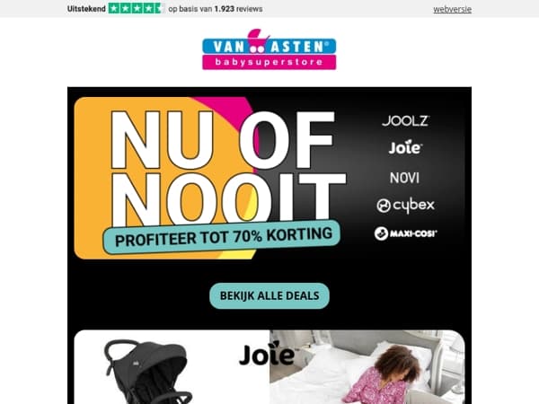 Nu of Nooit: kinderwagens v.a. 99,99