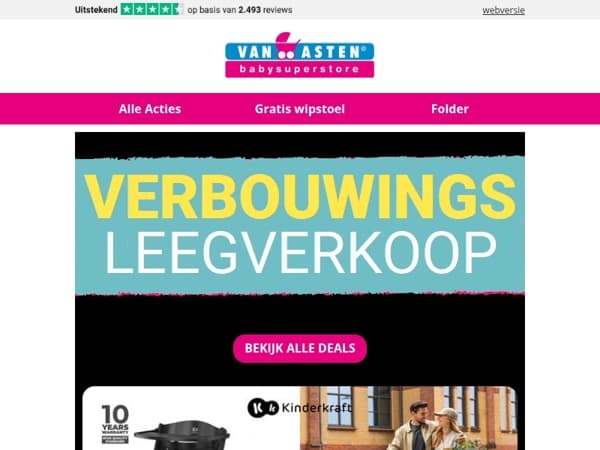 Tot wel 50% korting op Kinderkraft tijdens de Verbouwingsleegverkoop!