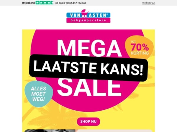 DIT IS JE LAATSTE KANS! Alles moet weg tijdens de Mega Summer Sale!