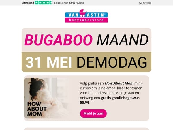 Exclusieve Bugaboo Demodag op 31 mei in onze winkel. Kom langs jij langs?