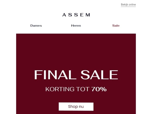 ⏰ Final Sale start nu! Hoogste korting tot 70%