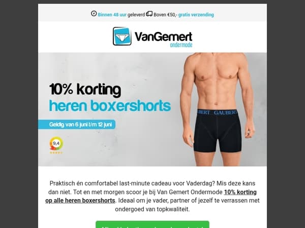 Laatste Vaderdag kans: 10% korting op heren boxershorts