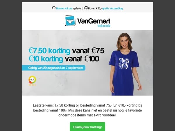 Laatste kans: €7,50 of €10 korting