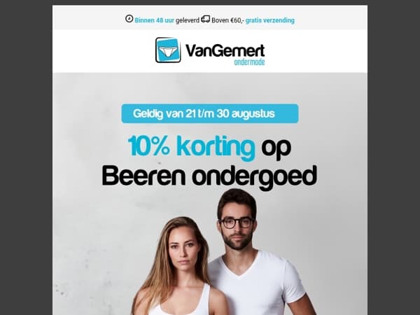 10% korting op Beeren ondergoed
