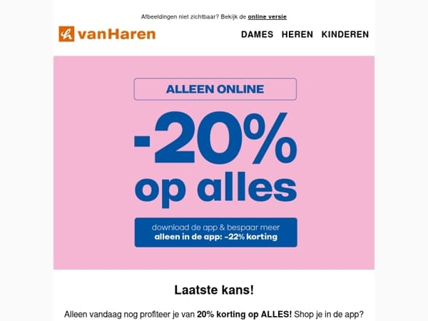 Laatste kans! -20% op ALLES ✨