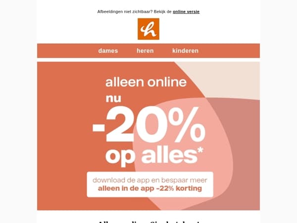 🚨 Nu -20% op alles! 🚨
