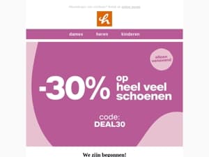 We zijn begonnen! -30% op heel veel schoenen 🤩