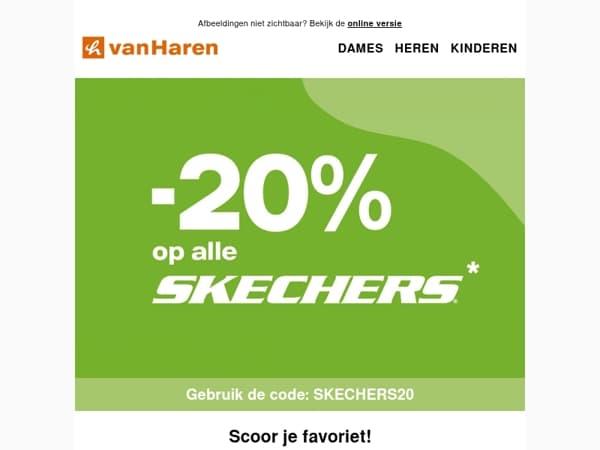 Nu -20% op alle Skechers! 🚨
