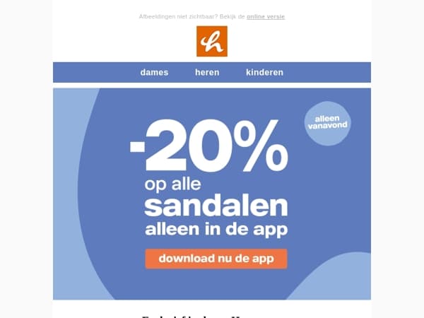 Alleen vanavond in de app: -20% op ALLE sandalen! ☀️