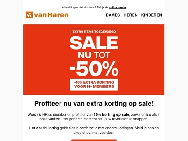 -10% extra korting op sale met HPLUS 🧡				