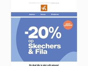 Alleen vanavond: -20% op Skechers & Fila! 🤩