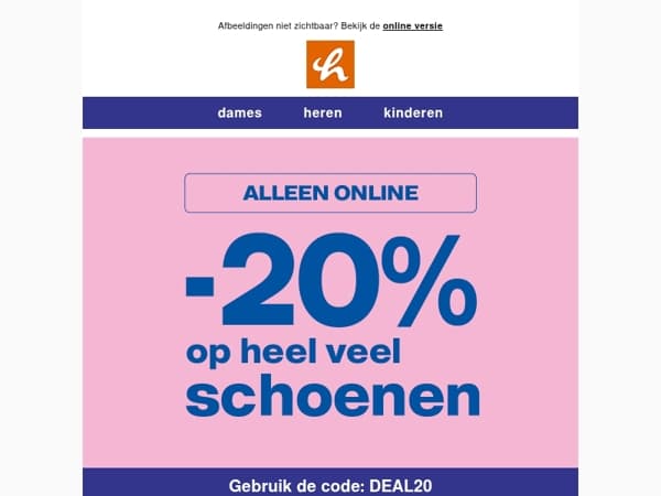 Alleen vandaag 20% korting op heel veel schoenen 👀