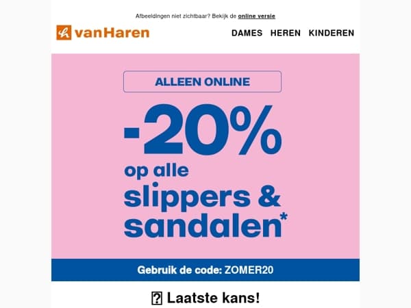 LAATSTE KANS: -20% op heel veel slippers & sandalen☀️
