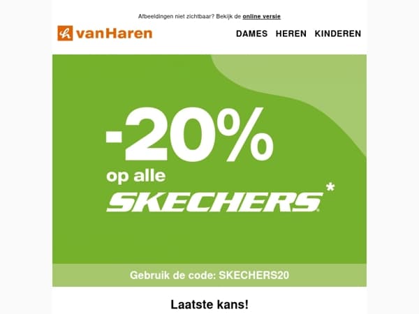 Laatste kans! -20% op alle Skechers! 🚨