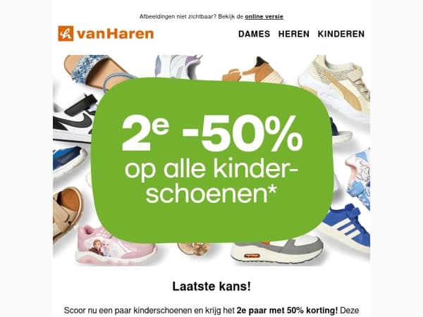 LAATSTE KANS: 2e -50% op ALLE kinderschoenen ⏳