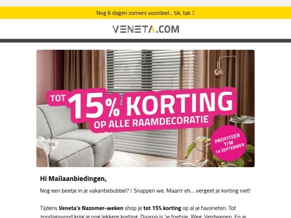 Joehoe! Jouw nazomerkorting hangt er nog! 😉