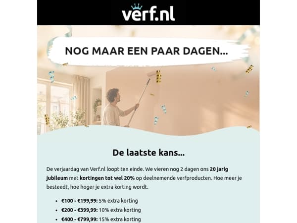 Laatste kans op jubileumkorting!
