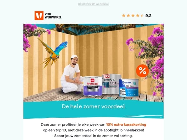 Scoor nu 10% extra kassakorting op de hele top 10 binnenlakken