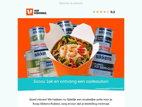 Ontvang €15 Thuisbezorgd cadeau bij Sikkens Rubbol