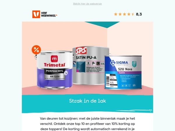 10% korting op top 10 binnenlak