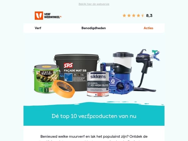 Top 10 verfproducten van dit moment