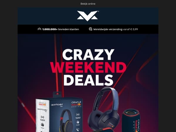 Alleen in onze winkels! 50% korting op alle Oracle Red Bull Racing speakers, koptelefoons en oordopjes!