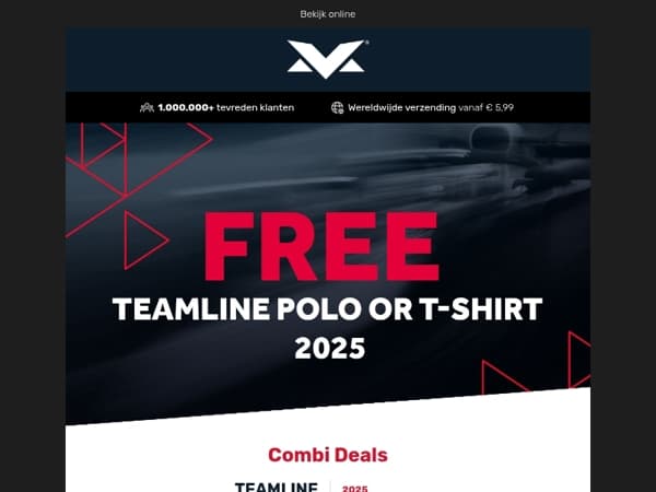 GRATIS Teamline T-shirt bij je Team Zip-hoodie 2025!