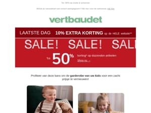 Laatste dag: 10% extra korting op de HELE website**