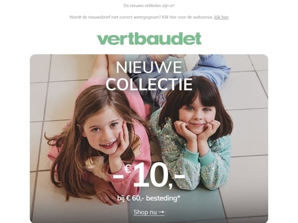 Nieuwe collectie: -€ 10,- bij € 60,- besteding