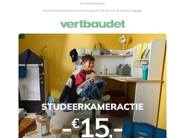 Studeerkameractie: - €15,- bij € 60,- besteding