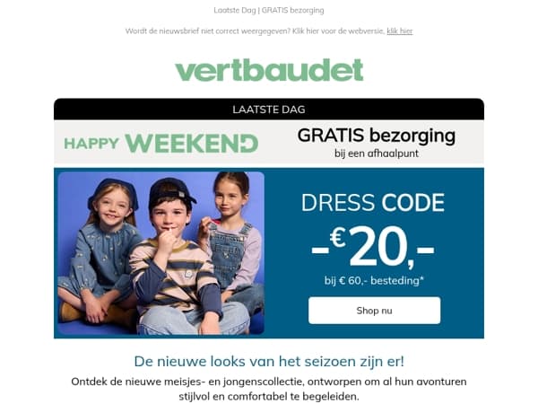 Profiteer van -20€ op mode-artikelen!