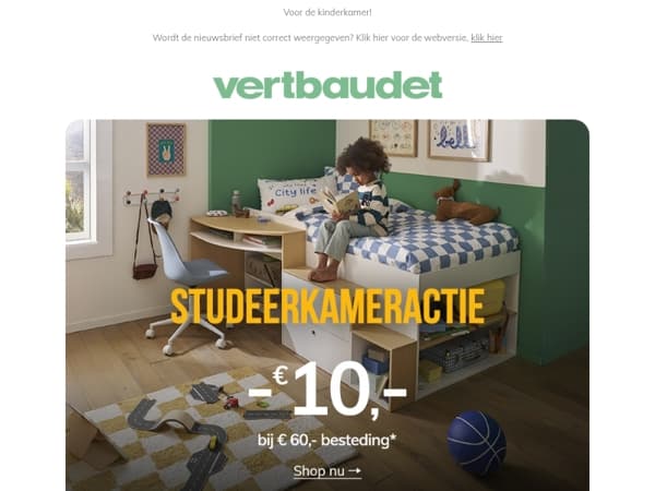 Studeerkameractie: -€ 10,- bij € 60,- besteding